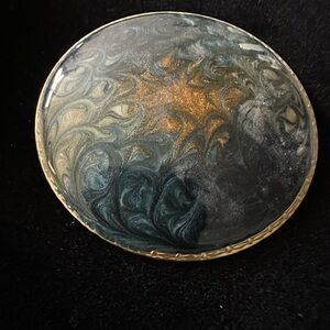 Elegant Gold and Blue Swirl Brooch